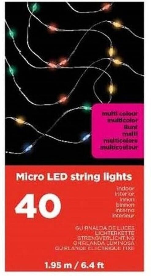 Merkloos Micro LED binnenverlichting op batterij gekleurd 20 lampjes Lichtsnoeren - Foto 3