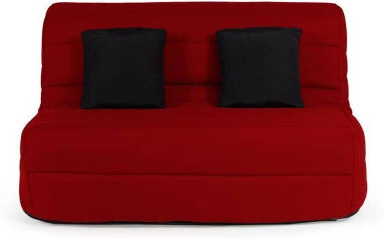 Merkloos DUNLOPILLO BZ zitbank Rode stof + 2 zwarte kussens L 140 x D 99 x H 98 cm Made in France ALICE