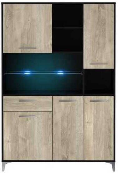Merkloos ECO Keuken dressoir met LED L 120 cm Eik en mat zwart