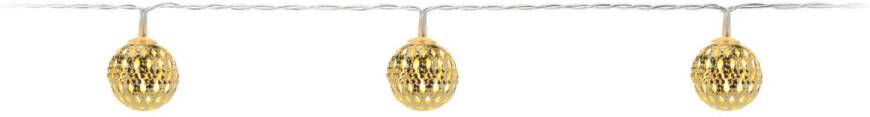 Merkloos Lichtslinger lichtsnoer met 10 decoratieve metalen balletjes goud 100 cm op batterijen Lichtsnoeren - Foto 1
