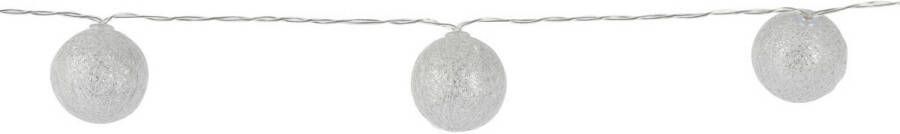 Merkloos Lichtslinger lichtsnoer met 10 decoratieve zilveren balletjes 150 cm op batterijen Lichtsnoeren - Foto 1