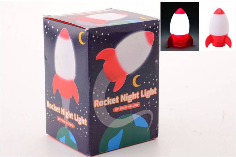 Johntoy nachtlamp raket junior 14 cm rood wit - Foto 1