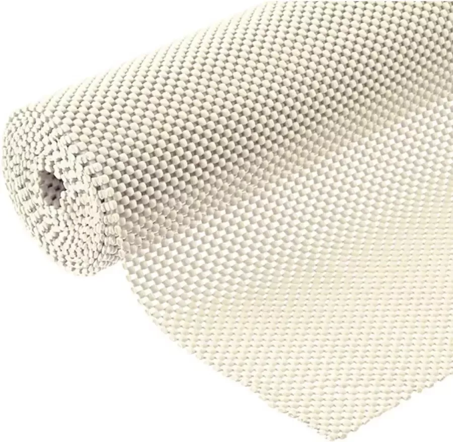 Merkloos Non Slip Grip mat Beige 45x125 cm Antislipmat Gaas Patroon voor Bureaus en Keukenlades Interieuraccessoires
