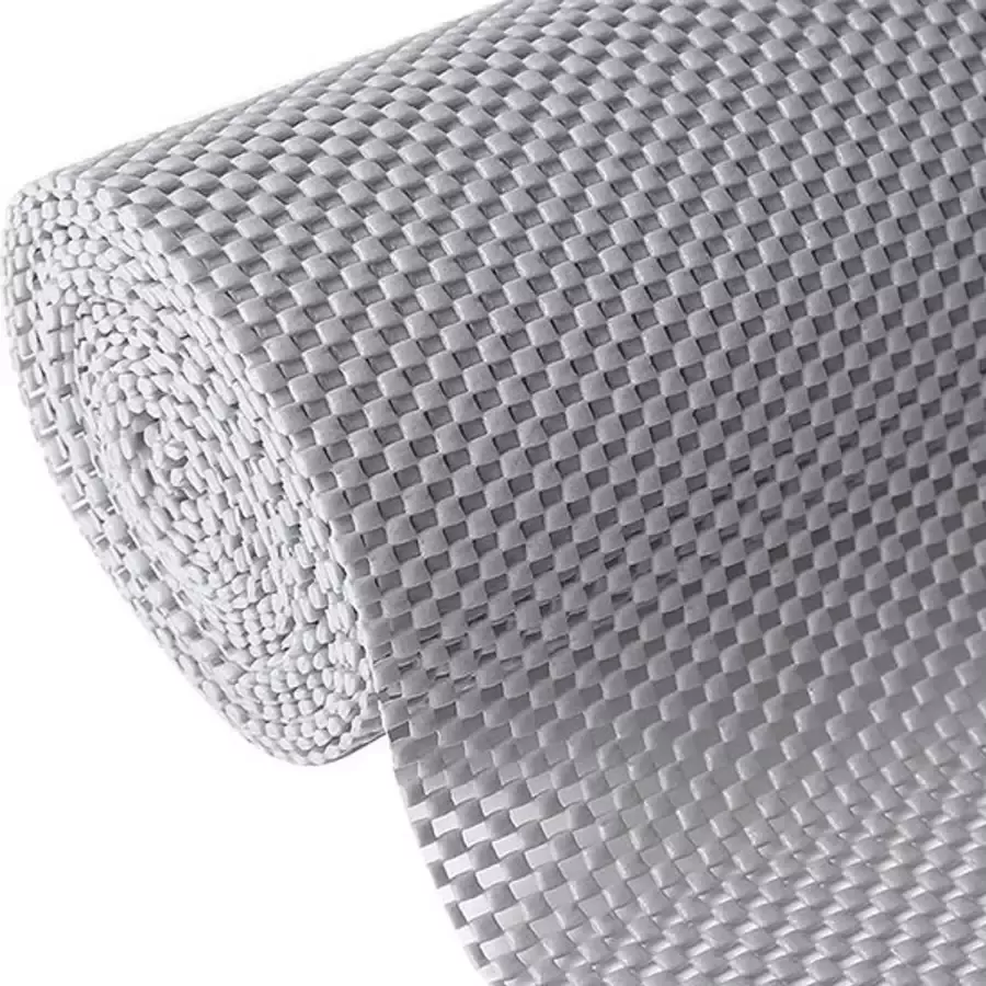 Merkloos Non Slip Grip mat grijs 45x125 cm Antislipmat Gaas Patroon voor Bureaus en Keukenlades Interieuraccessoires