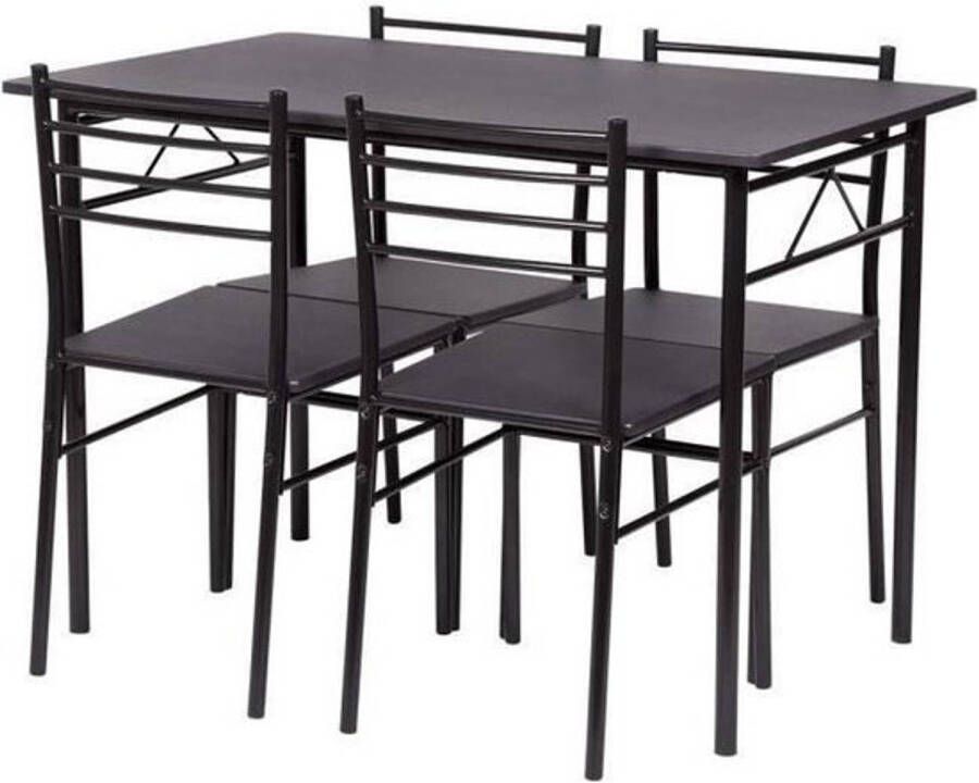 Merkloos RIVIERA Eettafelset met 4 stoelen zwart - Foto 1