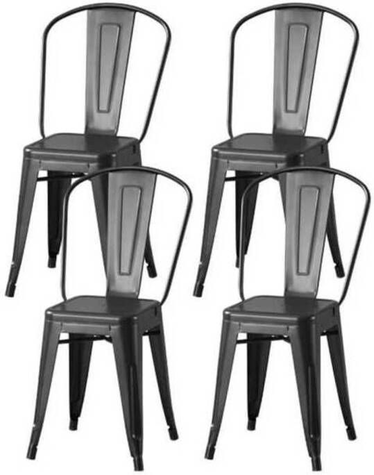 Merkloos Set van 4 zwart metalen stoelen L 44 x D 45 x H 85 cm DARA