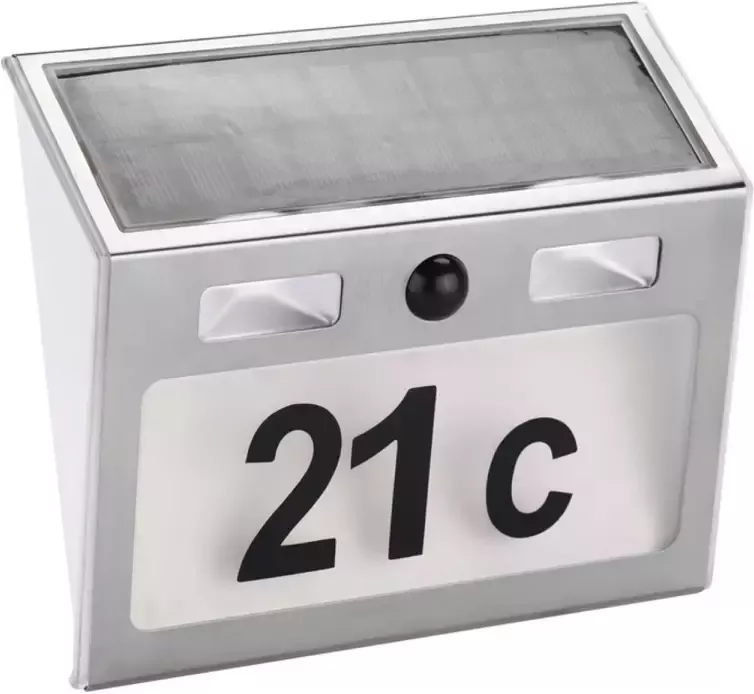 Merkloos Solar huisnummer plaat met licht en bewegingsmelder Huisnummers