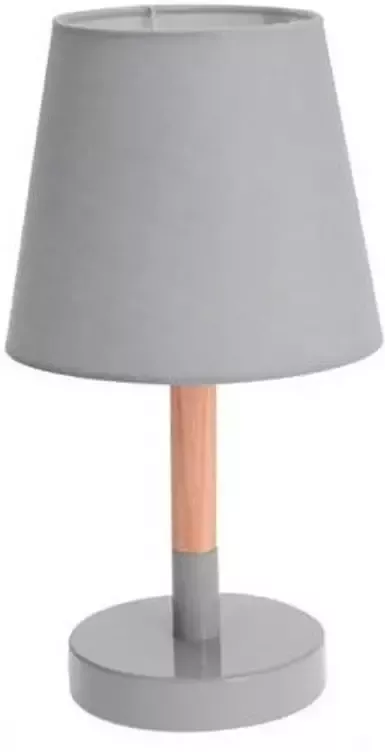 Merkloos Grijze tafellamp schemerlamp hout metaal 23 cm Tafellampen - Foto 1