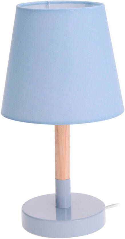Trendoz Lichtblauwe tafellamp schemerlamp hout metaal 23 cm Tafellampen - Foto 1