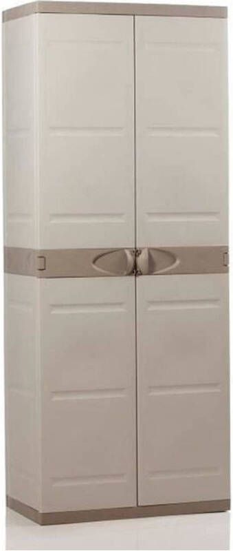 Plastiken TITANIUM Hoge kast met 2 deuren en planken 70 x 44 x 176 cm Beige en Taupe TITANIUM assortiment binnen en buiten
