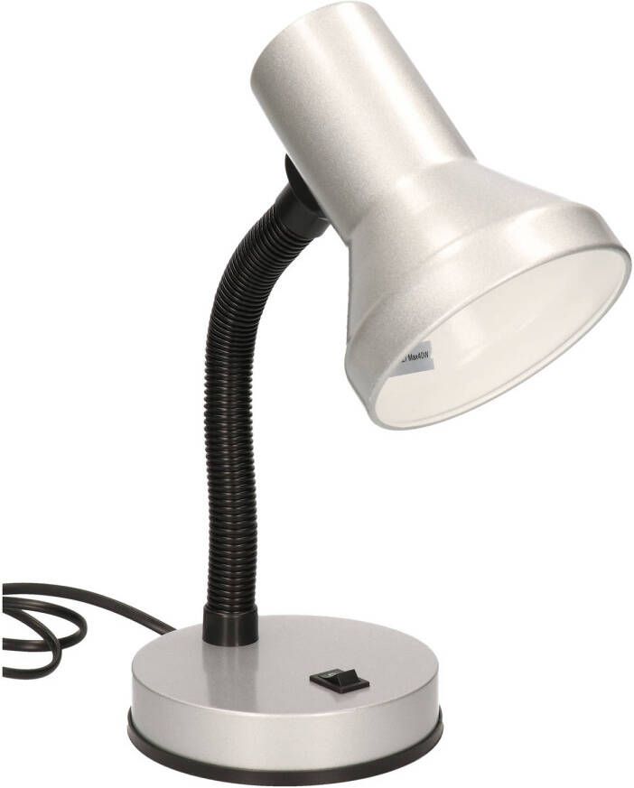 Merkloos Staande bureaulamp zilver 13 x 10 x 30 cm verstelbare lamp verlichting Bureaulampen - Foto 1