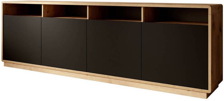 MEUBELLA Dressoir Acuna Mat zwart Eiken 238 cm