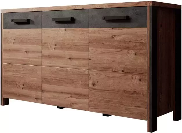 Meubella Dressoir Baron Eiken Antraciet 142 cm ACTIE