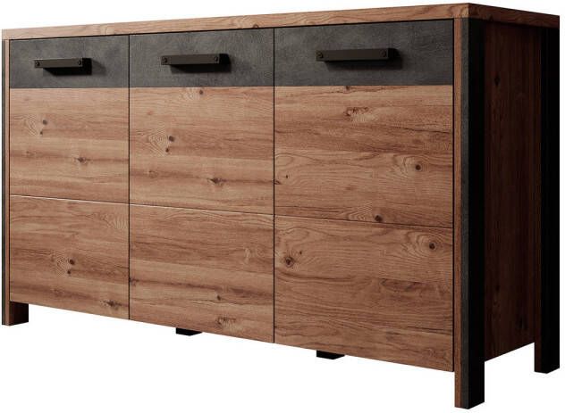 Meubella Dressoir Baron Eiken Antraciet 142 cm ACTIE - Foto 1