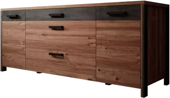 Meubella Dressoir Baron Eiken Antraciet 197 cm