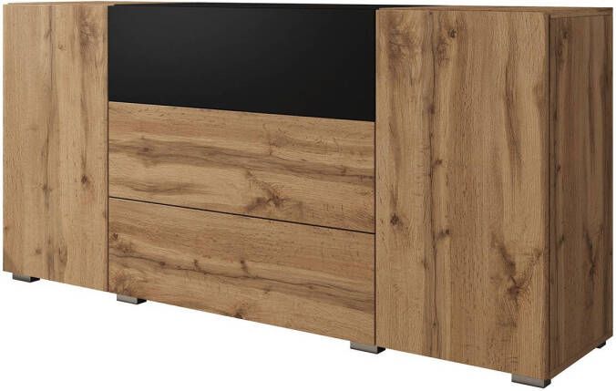 Meubella Dressoir Bonzo Eiken Zwart 150 cm ACTIE