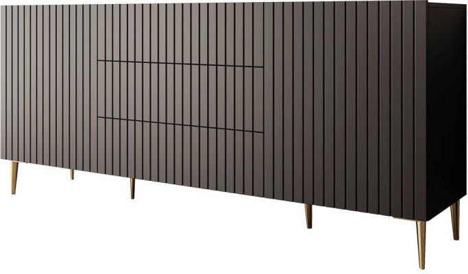 Meubella Dressoir King Mat zwart 180 cm Met lades