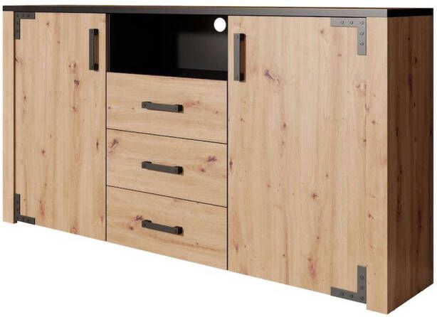 Meubella Dressoir Lapis Eiken Zwart 168 cm ACTIE