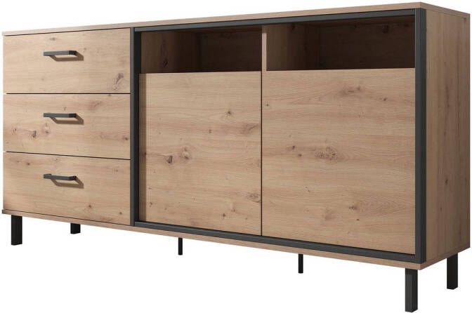 MEUBELLA Dressoir Newby Eiken Antraciet 165 cm