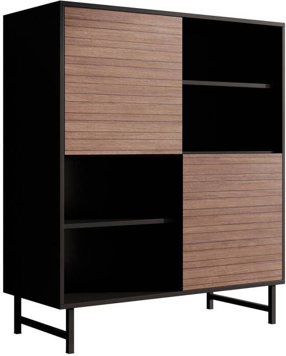 MEUBELLA Dressoir Prince Zwart Eiken 100 cm