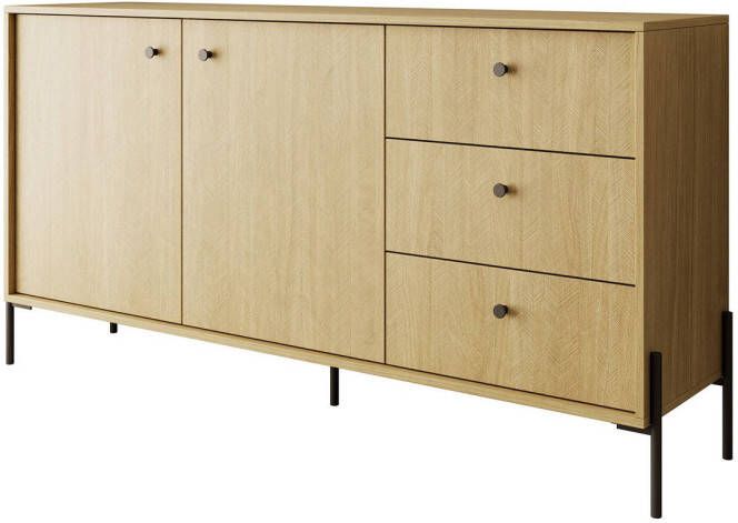 Meubella Dressoir Solid Eiken 156 cm 3 lades