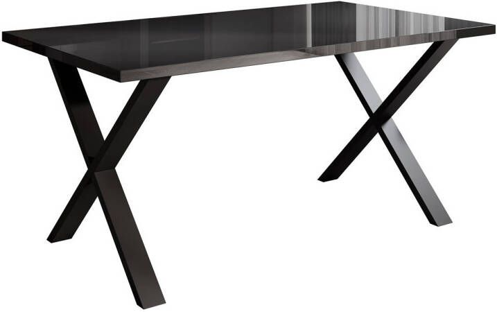 MEUBELLA Eetkamertafel Berry Hoogglans zwart 160 cm