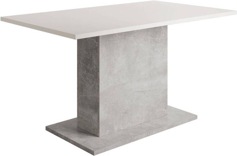 Meubella Eetkamertafel Tova Wit Grijs betonlook 138 cm - Foto 1