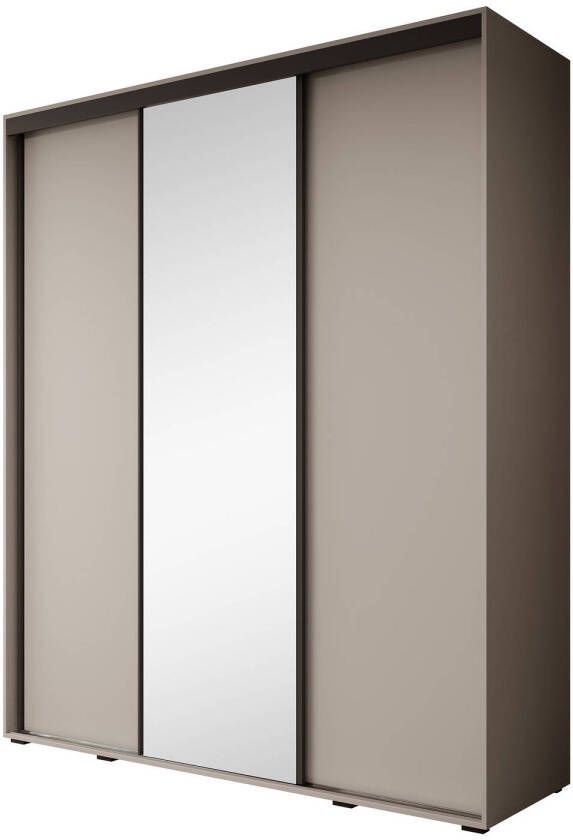 Meubella Kledingkast Delos 3 Beige 200 cm Met spiegel - Foto 1