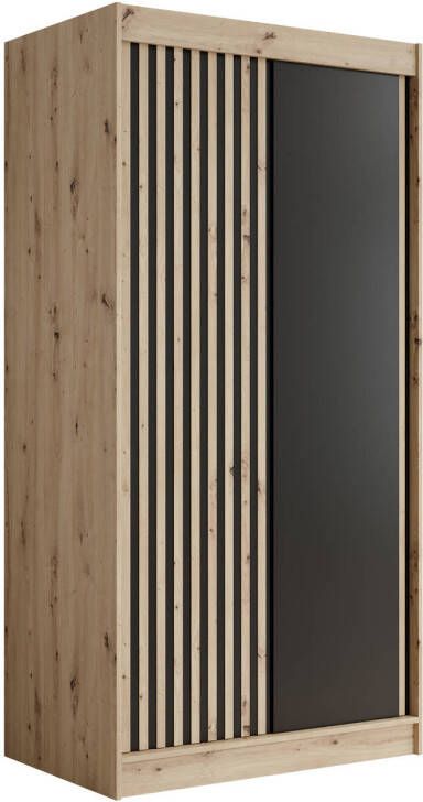 Meubella Kledingkast Lisbon Zwart Eiken 100 cm