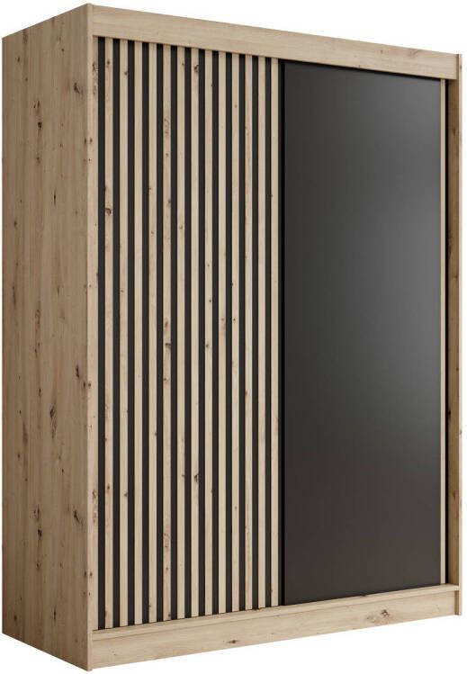 Meubella Kledingkast Lisbon Zwart Eiken 150 cm