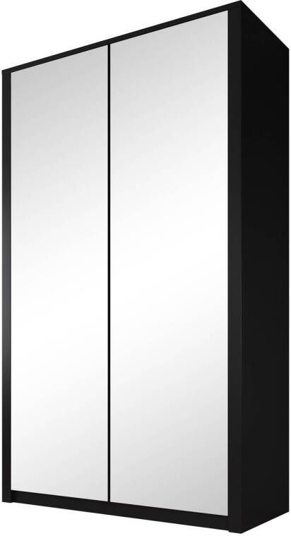 Meubella Kledingkast Malibu Mat zwart 113 cm Met spiegel
