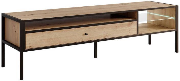 Meubella TV-Meubel Limono Eiken Zwart 154 cm Met LED - Foto 1