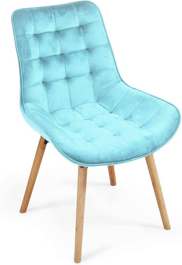 Miadomodo Eetkamerstoelen Velvet stoel Beech Wood Legs Backlest gestoffeerde stoel keukenstoel Woonkamerstoel Licht turquoise 6 pc's