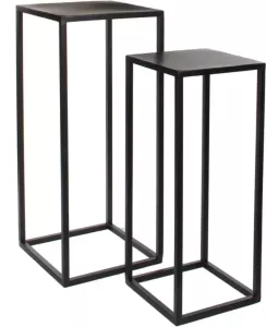 Mica Decorations Goa Bijzettafel Set van 2 L30 x B30 x H70 cm Metaal Zwart