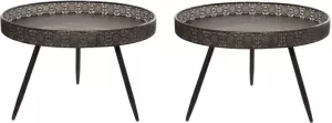 Mica Decorations Set van 2x stuks bijzettafels Lagune rond metaal brons H45 5 x D70 Home Deco meubels en tafels
