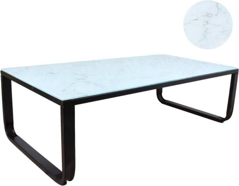 Orange85 Salontafel Marmer Zwart Glas Metaal Industrieel Rechthoek