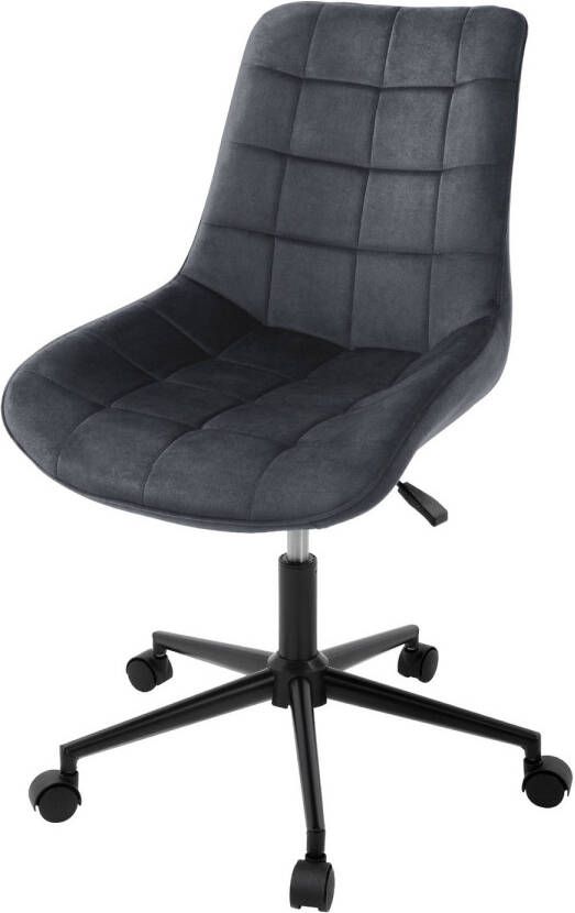ML-Design Bureaustoel op wielen grijs met fluwelen bekleding en metalen frame - Foto 1