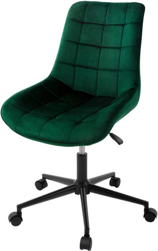 ML-Design Bureaustoel op wielen groen met fluwelen bekleding en metalen frame - Foto 1