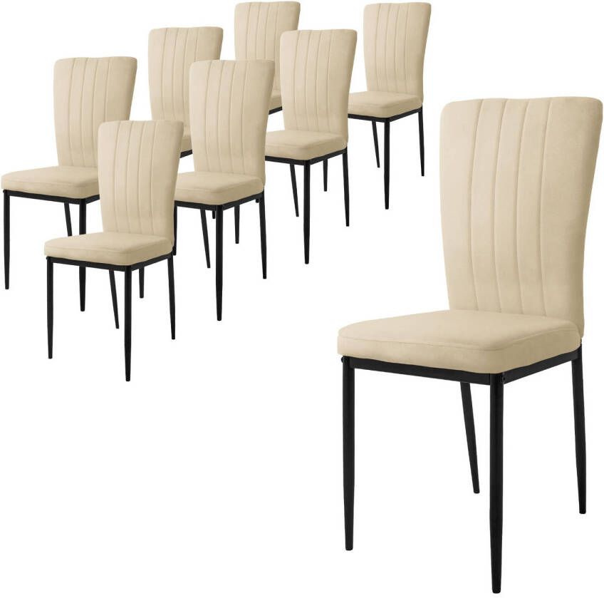 Ml-design eetkamerstoelen set van 8 met fluwelen bekleding taupe keukenstoelen met rugleuning gestoffeerde stoel met metalen poten ergonomische eettafelstoel moderne eetkamerstoel woonkamerstoel