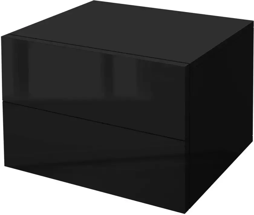 ML-Design Nachtkastje met 2 laden 42x29x30 cm Zwart glanzend spaanplaat - Foto 1