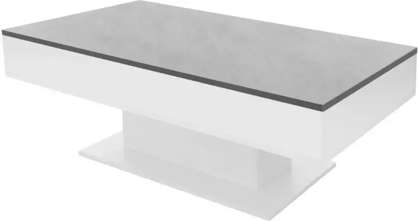 ML-Design Salontafel 110x60x40 cm wit betonlook van spaanplaat incl. 2 opbergvakken onder schuifblad