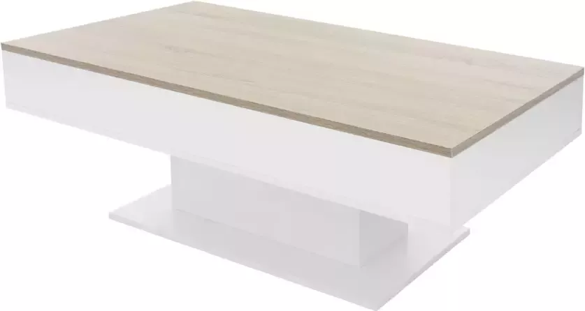 ML-Design Salontafel 110x60x40 cm wit eikenhouten spaanplaat incl. 2 opbergvakken onder schuifblad