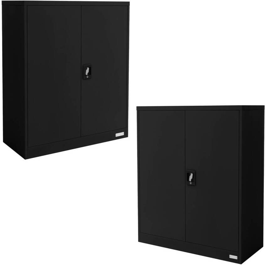 Ml-design set van 2 afsluitbare archiefkasten 90x40x109 cm zwart gemaakt van staal 3 in hoogte verstelbare legplanken kantoorkast met 2 deuren metalen kast stalen kast opbergkast