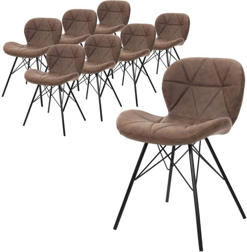 Ml-design Set van 8 eetkamerstoelen met rugleuning bruin keukenstoel met kunstleren bekleding gestoffeerde stoel met metalen poten ergonomische eettafelstoel woonkamerstoel keukenstoelen - Foto 1