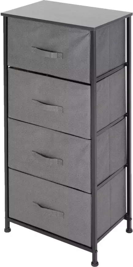 Ml-design stoffen opbergbox met 4 laden grijs 45x30x95 cm gemaakt van MDF