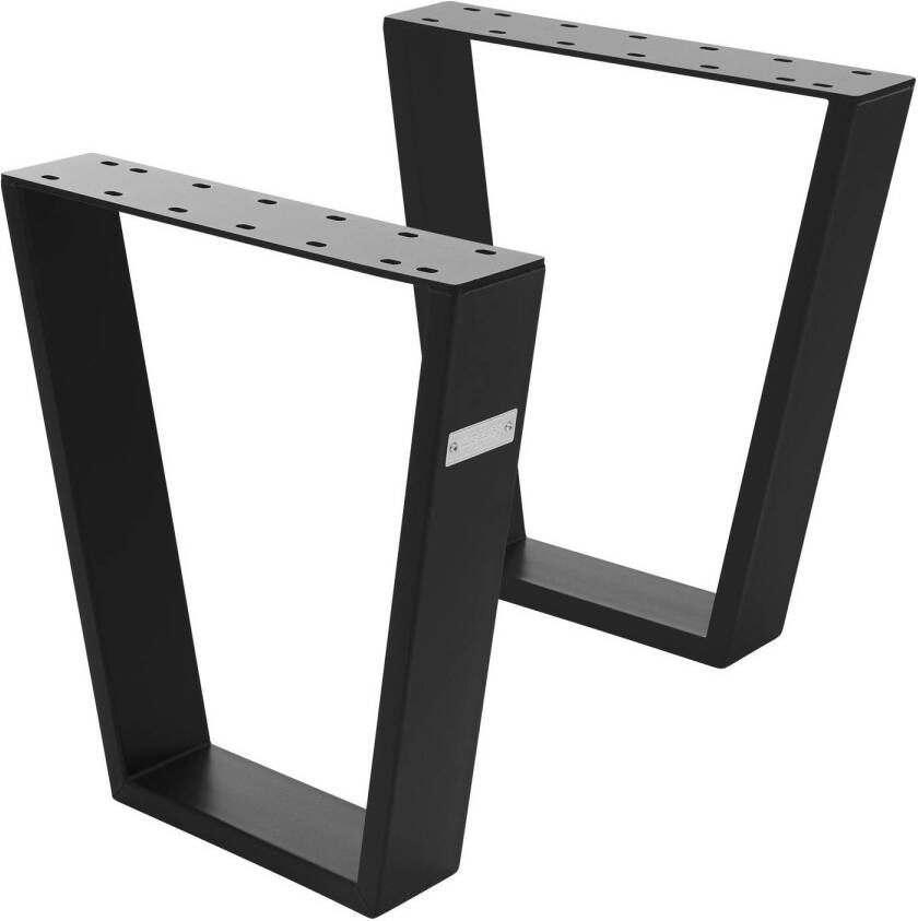 ML-Design Tafelpoten Set van 2 Trapezium Design 40x43 cm Zwart Staal