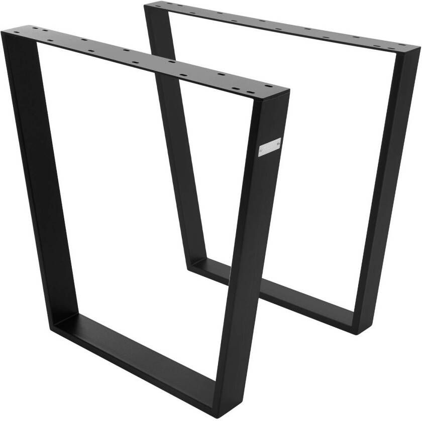 ML-Design Tafelpoten Set van 2 V Vorm 75x72 cm Zwart Mat Staal