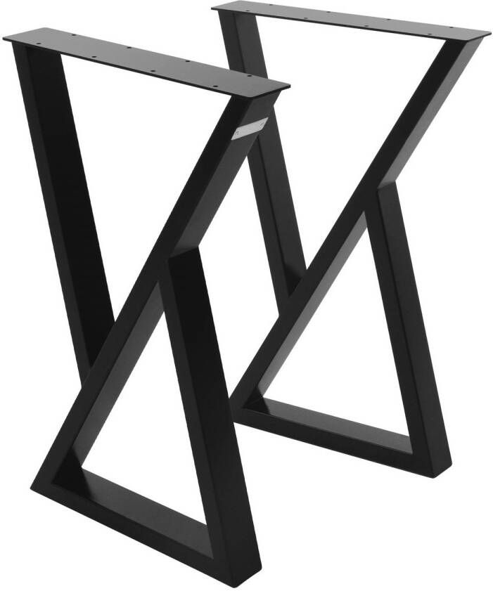 ML-Design Tafelpoten set van 2 X-vormig 40x71 cm zwart staal