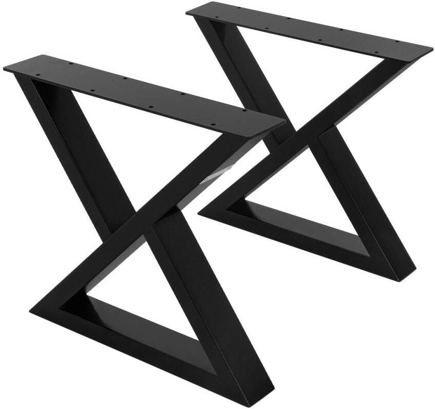 ML-Design Tafelpoten set van 2 X-vormig 43x40 cm zwart staal