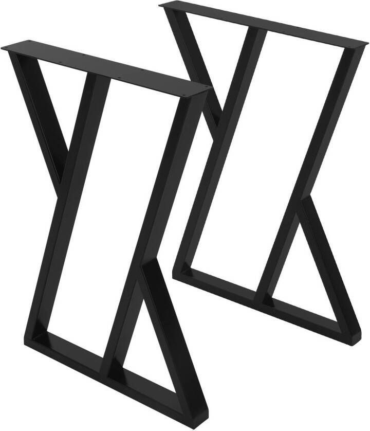 ML-Design Tafelpoten set van 2 X-vormig 50x71 cm zwart staal